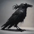 A macabre shadow creature, holding a black crow, 4k, Award-Winning, Hyper Detailed, Stunning, Fantasy, Dark