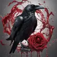 Splash, intricate raven bursting out, swirling liquid, holding a red rose, liquid steel background, soft box, rule of third’s composition, Highly Detailed, Intricate Details, Trending on Artstation, Sharp Focus, Unsplash