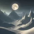 Mountain surreal moon, Award-Winning, Volumetric Lighting, Fantasy, Dark by Studio Ghibli