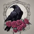 Gothic raven with roses, 4k, Award-Winning