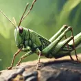 close up grasshopper, 4k, Highly Detailed, Hyper Detailed, Powerful, Artstation, Vintage Illustration, Digital Painting, Sharp Focus, Smooth, Concept Art by Studio Ghibli