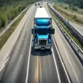 A truck going down a highway at full speed	, 4k