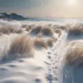 snowy winter landscape in the middle of summer at the beach, 4k by Stanley Artgerm Lau