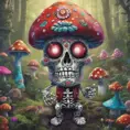 A sentient mushroom, a sugar skull who once played a gig at CBGB in New York City, and two garden gnomes converse about the boundaries of artificial intelligence, 4k