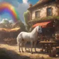 A unicorn and a rainbow walk into a tavern on Venus, 4k