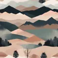 boho art Minimalist landscape mountains, Landscape