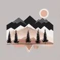 boho art Minimalist landscape mountains, Landscape