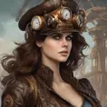 Steampunk portrait of Alexandra Daddario, Highly Detailed, Intricate, Artstation, Beautiful, Digital Painting, Sharp Focus, Concept Art, Elegant