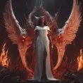 An angel and a demon in hell, 8k, Trending on Artstation, Symmetrical Face, Digital Illustration, Octane Render, Concept Art by Greg Rutkowski