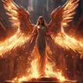 Angel with wings made of Fire, 8k, Stunning, Volumetric Lighting, Concept Art by Stefan Kostic