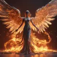 Angel with wings made of Fire, 8k, Stunning, Volumetric Lighting, Concept Art by Stefan Kostic