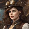 Steampunk portrait of Alexandra Daddario, Highly Detailed, Intricate, Artstation, Beautiful, Digital Painting, Sharp Focus, Concept Art, Elegant
