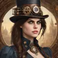 Steampunk portrait of Alexandra Daddario, Highly Detailed, Intricate, Artstation, Beautiful, Digital Painting, Sharp Focus, Concept Art, Elegant