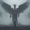 An angel and a demon in the fog of war, 8k, Symmetrical Face, Digital Illustration, Octane Render, Concept Art by Greg Rutkowski