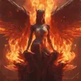 An angel and a demon surrounded by fire, 8k, Trending on Artstation, Symmetrical Face, Digital Illustration, Concept Art by Stefan Kostic