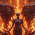 Angels and Demons surrounded by fire, 8k, Trending on Artstation, Symmetrical Face, Digital Illustration, Concept Art by Stefan Kostic