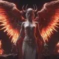 An angel and a demon in hell, 8k, Trending on Artstation, Symmetrical Face, Digital Illustration, Octane Render, Concept Art by Greg Rutkowski