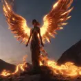 Angel with wings made of Fire, 8k, Stunning, Volumetric Lighting by Greg Rutkowski