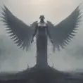 An angel and a demon in the fog of war, 8k, Symmetrical Face, Digital Illustration, Octane Render, Concept Art by Greg Rutkowski