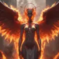 An angel and a demon surrounded by fire, 8k, Trending on Artstation, Symmetrical Face, Digital Illustration, Concept Art by Stefan Kostic