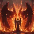 Angels and Demons surrounded by fire, 8k, Trending on Artstation, Symmetrical Face, Digital Illustration, Concept Art by Stefan Kostic