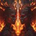 Angels and Demons surrounded by fire, 8k, Trending on Artstation, Symmetrical Face, Digital Illustration, Concept Art by Stefan Kostic