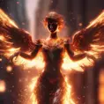 Angel with wings made of Fire, 8k, Stunning, Bokeh effect, Volumetric Lighting by Stanley Artgerm Lau