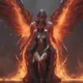 An angel and a demon surrounded by fire, 8k, Trending on Artstation, Symmetrical Face, Digital Illustration, Concept Art by WLOP