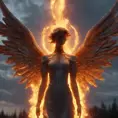 Angel with wings made of Fire, 8k, Stunning, Volumetric Lighting by Greg Rutkowski