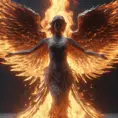 Angel with wings made of Fire, 8k, Stunning, Volumetric Lighting by Greg Rutkowski