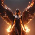 Angel with wings made of Fire, 8k, Stunning, Volumetric Lighting by Greg Rutkowski