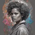 Gugu Mbatha-Raw, colorful painting on grey scale face, powerful, magic, thunders, dramatic lighting, intricate tattoos, wild, highly detailed, digital painting, artstation, concept art, smooth, sharp focus, illustration, art by artgerm and greg rutkowski and alphonse mucha, footage, 4k, Hyper Detailed
