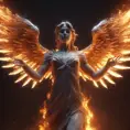 Angel with wings made of Fire, 8k, Stunning, Volumetric Lighting by Greg Rutkowski