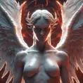An angel and a demon in hell, 8k, Trending on Artstation, Symmetrical Face, Digital Illustration, Octane Render, Concept Art by Greg Rutkowski