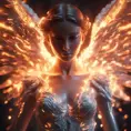 Angel with wings made of Fire, 8k, Stunning, Bokeh effect, Volumetric Lighting by Stanley Artgerm Lau