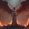 An angel and a demon in hell, 8k, Trending on Artstation, Symmetrical Face, Digital Illustration, Octane Render, Concept Art by Greg Rutkowski