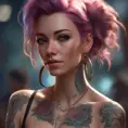 Matte portrait of Seraphine with tattoos, 8k, Highly Detailed, Alluring, Artstation, Bokeh effect, Sharp Focus, Volumetric Lighting, Concept Art by Stanley Artgerm Lau, Greg Rutkowski