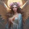 Alluring matte portrait of a beautiful Seraphine with wings, 8k, Highly Detailed, Intricate, Half Body, Realistic, Sharp Focus, Volumetric Lighting, Fantasy, Elegant by Stanley Artgerm Lau, Alphonse Mucha, WLOP