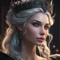 Matte portrait of a beautiful Seraphine in black, 8k, Highly Detailed, Intricate, Half Body, Realistic, Sharp Focus, Volumetric Lighting, Fantasy, Elegant by Stanley Artgerm Lau, WLOP, Stefan Kostic