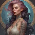 Matte portrait of Seraphine with tattoos, 8k, Highly Detailed, Powerful, Alluring, Artstation, Magical, Digital Painting, Photo Realistic, Sharp Focus, Volumetric Lighting, Concept Art by Stanley Artgerm Lau, Alphonse Mucha, Greg Rutkowski