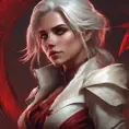 Alluring matte portrait of the beautiful Ciri in Dark Red, 8k, Highly Detailed, Intricate, Realistic, Sharp Focus, Volumetric Lighting, Fantasy, Elegant by Stanley Artgerm Lau, Alphonse Mucha, WLOP, Stefan Kostic