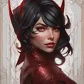 Matte portrait of the beautiful Cassandra Cain in dark red, 8k, Highly Detailed, Intricate, Realistic, Sharp Focus, Volumetric Lighting, Fantasy, Elegant by Stanley Artgerm Lau, Alphonse Mucha, WLOP, Stefan Kostic