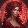 Matte portrait of the beautiful Seraphine in dark red, 8k, Highly Detailed, Intricate, Realistic, Sharp Focus, Volumetric Lighting, Fantasy, Elegant by Stanley Artgerm Lau, Alphonse Mucha, WLOP, Stefan Kostic