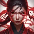 Matte portrait of a beautiful Kunoichi Ninja in dark red, 8k, Highly Detailed, Intricate, Realistic, Sharp Focus, Volumetric Lighting, Fantasy, Elegant by Stanley Artgerm Lau, Alphonse Mucha, WLOP, Stefan Kostic