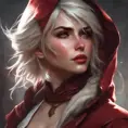 Alluring matte portrait of the beautiful Ciri in Dark Red, 8k, Highly Detailed, Intricate, Realistic, Sharp Focus, Volumetric Lighting, Fantasy, Elegant by Stanley Artgerm Lau, Alphonse Mucha, WLOP, Stefan Kostic