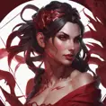 Matte portrait of the beautiful Nidalee in dark red, 8k, Highly Detailed, Intricate, Realistic, Sharp Focus, Volumetric Lighting, Fantasy, Elegant by Stanley Artgerm Lau, Alphonse Mucha, WLOP, Stefan Kostic