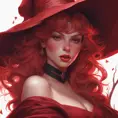 Matte portrait of the beautiful Kiki the witch in dark red, 8k, Highly Detailed, Intricate, Realistic, Sharp Focus, Volumetric Lighting, Fantasy, Elegant by Stanley Artgerm Lau, Alphonse Mucha, WLOP, Stefan Kostic