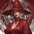 Matte portrait of the beautiful Kiki the witch in dark red, 8k, Highly Detailed, Intricate, Realistic, Sharp Focus, Volumetric Lighting, Fantasy, Elegant by Stanley Artgerm Lau, Alphonse Mucha, WLOP, Stefan Kostic