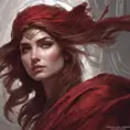 Matte portrait of the beautiful Kassandra in dark red, 8k, Highly Detailed, Intricate, Realistic, Sharp Focus, Volumetric Lighting, Fantasy, Elegant by Stanley Artgerm Lau, Alphonse Mucha, WLOP, Stefan Kostic
