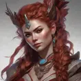 Alluring matte portrait of the beautiful Aloy in dark red, 8k, Highly Detailed, Intricate, Realistic, Sharp Focus, Volumetric Lighting, Fantasy, Elegant by Stanley Artgerm Lau, Alphonse Mucha, WLOP, Stefan Kostic